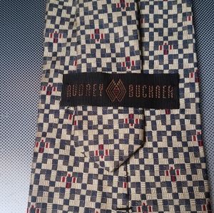 Audrey Buckner modernist grey white silk tie